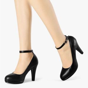 NWOT Allegra K Black Ankle Strap Heels